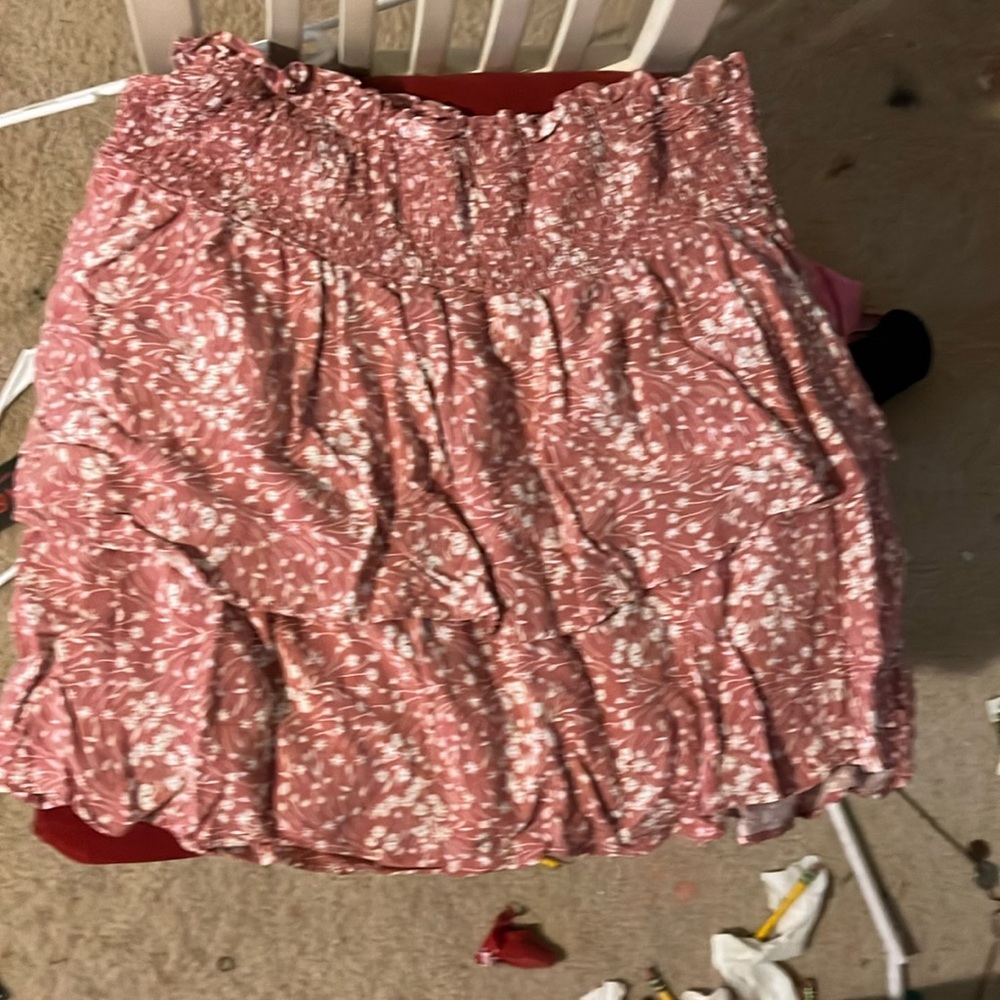 Pink floral skirt